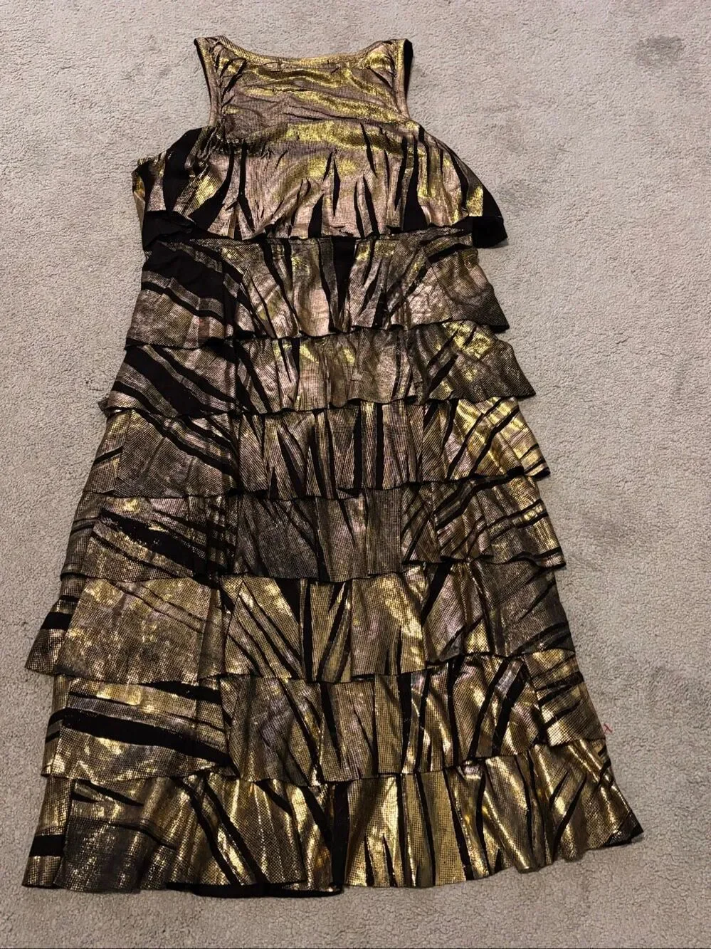 Nwt Michael Kors Metallic Gold Ruffle Flounce Tiered Ruffle cocktail Dress Xs Ne